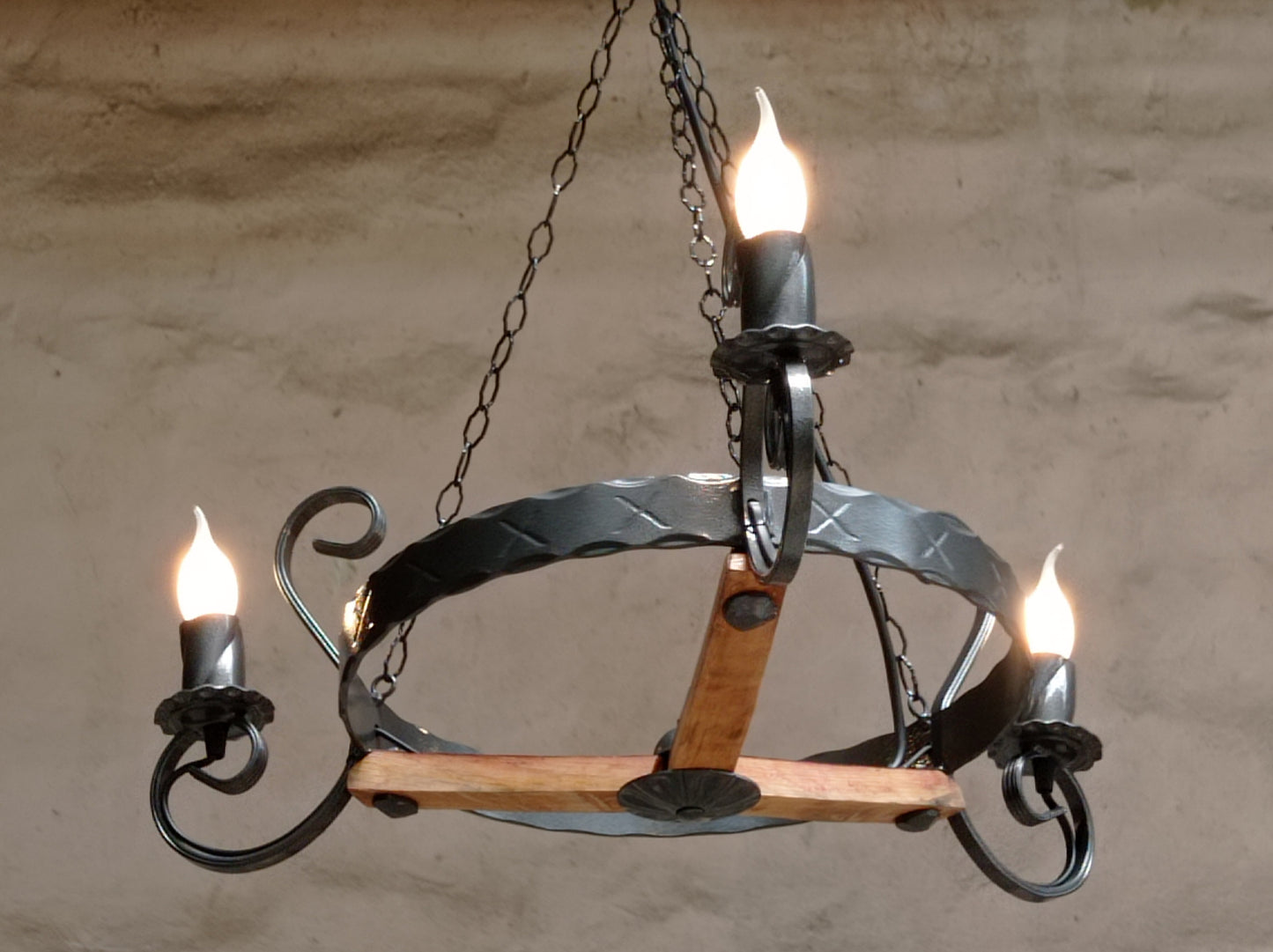 Lustre - Lustre en fer forgé - Plafonnier trois lumières