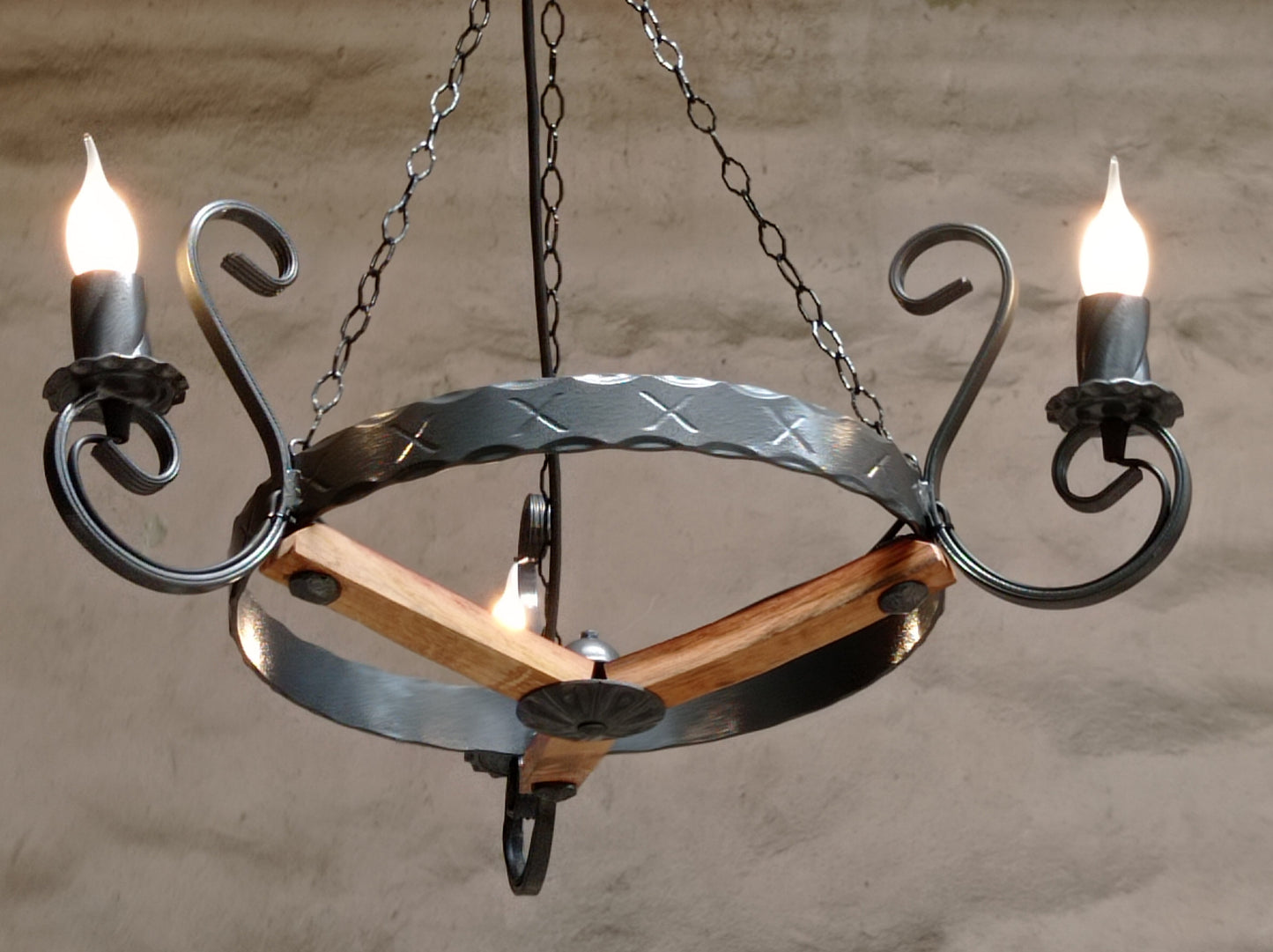 Lustre - Lustre en fer forgé - Plafonnier trois lumières
