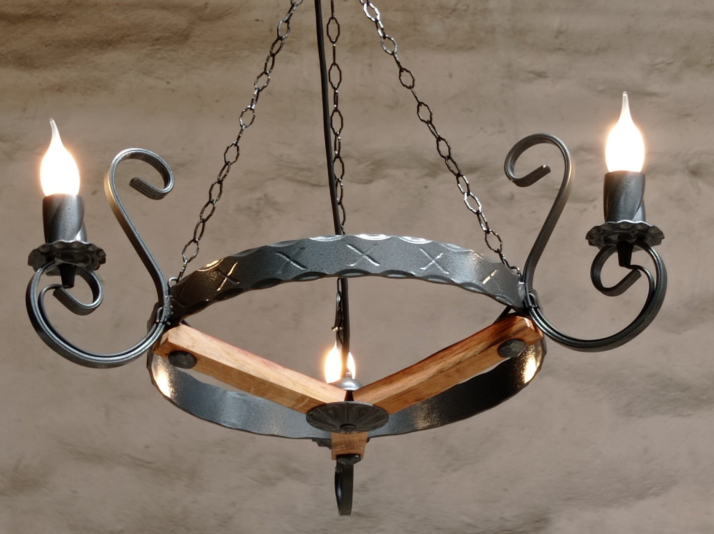 Lustre - Lustre en fer forgé - Plafonnier trois lumières