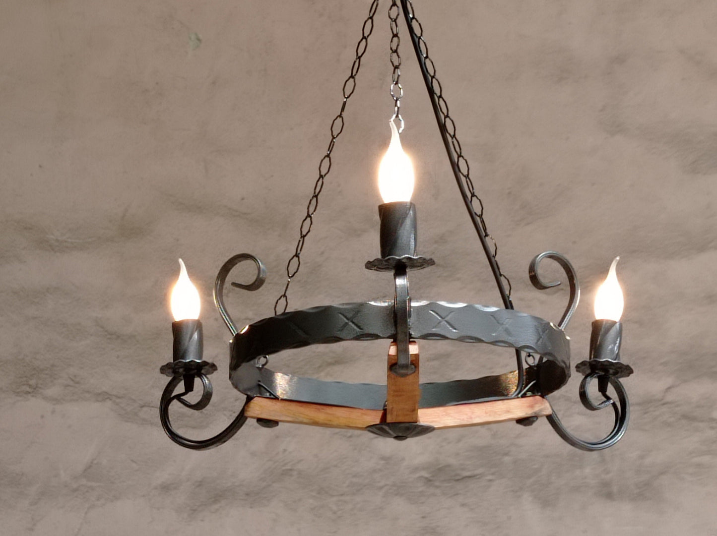Lustre - Lustre en fer forgé - Plafonnier trois lumières