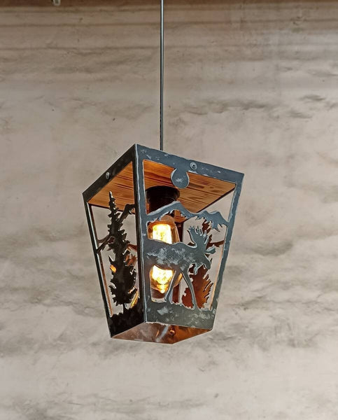 Rustic Pendant light - Moose - Cabin Ceiling lights - Log House Lighting - Lodge Lights