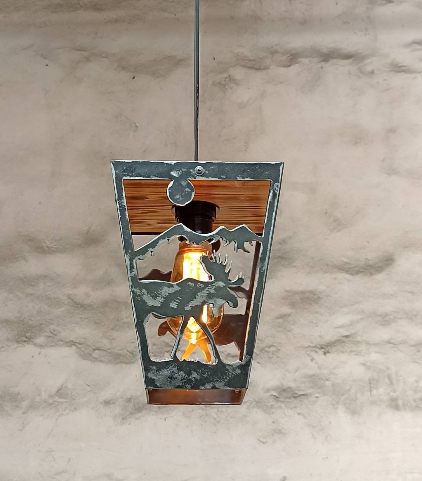 Rustikale Pendelleuchte - Elch - Kabinendeckenleuchten - Blockhausbeleuchtung - Lodge Lights