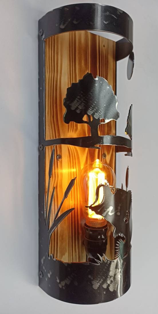 ustic bass fish lake house wall light illuminated