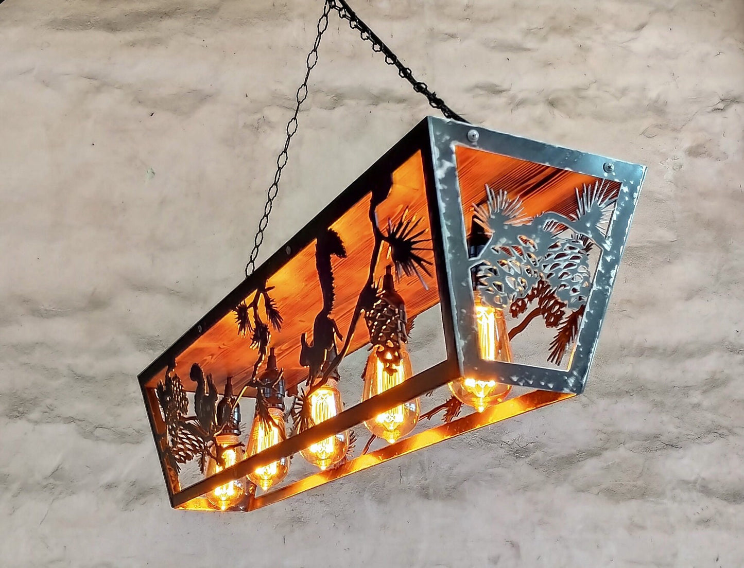 Woodland squirrel cottage ceiling light illuminated amber bulb