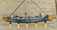 Farmhouse light fixture. Cattle. Farm pendant light. Cabin lights. Ceiling barn lights