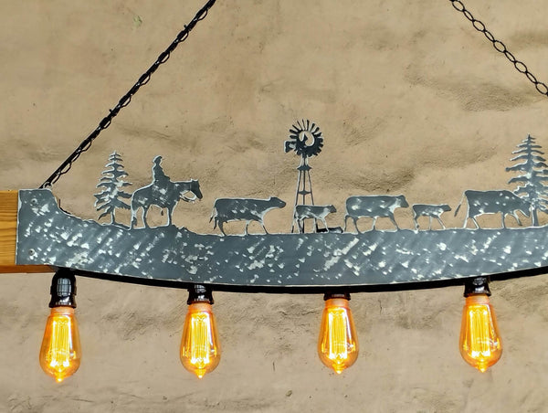 Farmhouse light fixture. Cattle. Farm pendant light. Cabin lights. Ceiling barn lights